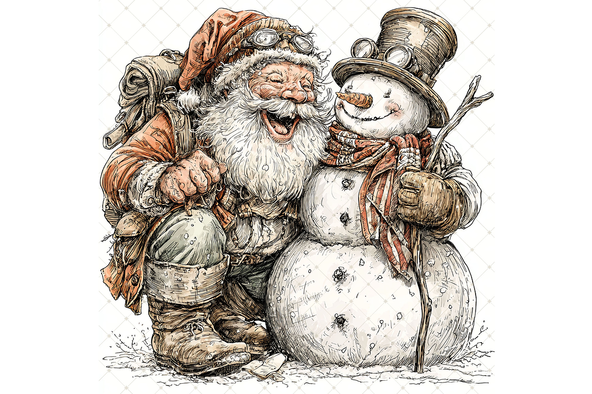 Santa and Snowman Clipart JPG, a Seasonal Illustration by Memories By Lea (Photo 4 of 18)