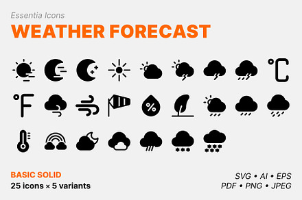 Weather forecast icons (Solid), a Solid Icon by Totto House