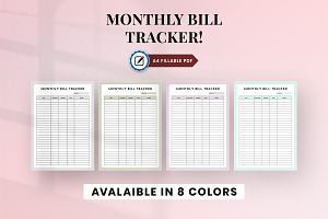 Fillable Monthly Bill Tracker Printa