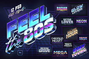 80s Retro Nostalgia Text Effects, a Layer Style Add-On by Andrew Skoch Design