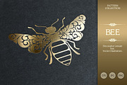 Ornate Calligraphic Bee, a Decorative Illustration by Color and Decor (Thumbnail 1 of 3)