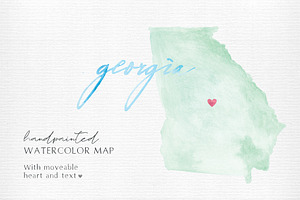 Watercolor Map of Georgia, an Illustration by Beloved Paper
