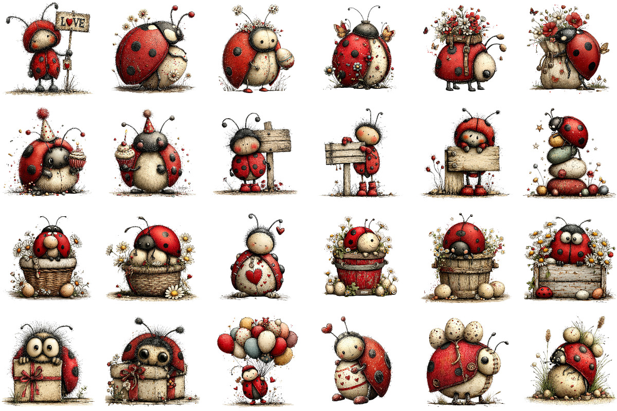 Whimsical Ladybug Clipart, an Illustration by Sublimation Artist (Photo 2 of 7)