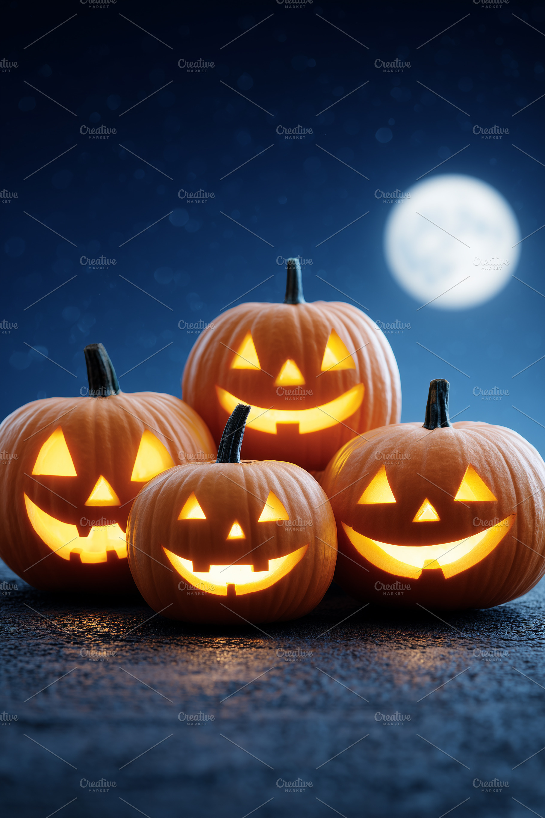 Four glowing, carved Halloween, a Holiday Photo by MistyDay