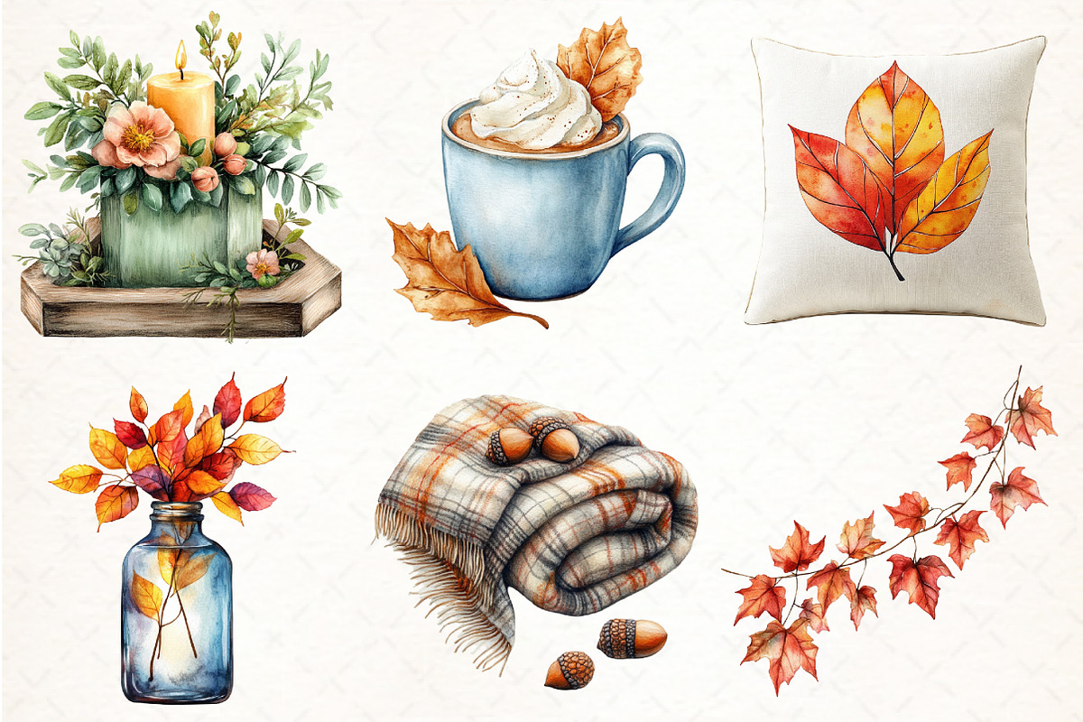 Watercolor Autumn Decorations Clipar, an Illustration by Pixels.Craft (Photo 2 of 7)