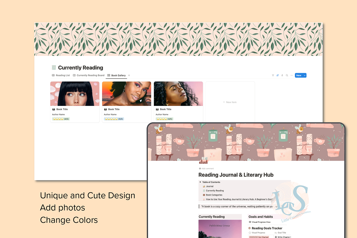 Reading Journal Literary Notion Hub, an App Template by Little Creative Scribbles (Photo 5 of 8)