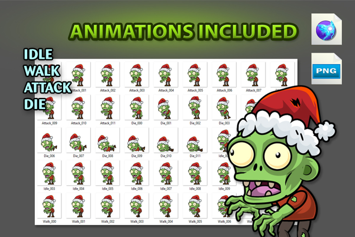 Christmas Zombies Character Sprites, an Illustration by CreativeGameArt (Photo 2 of 4)