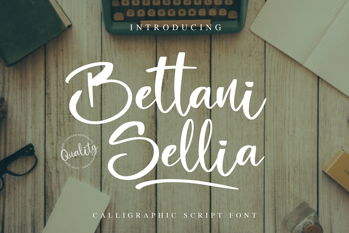 Bettani Sellia - Calligraphic Font, a Script Font by NTC Graphic (Photo 1 of 9)