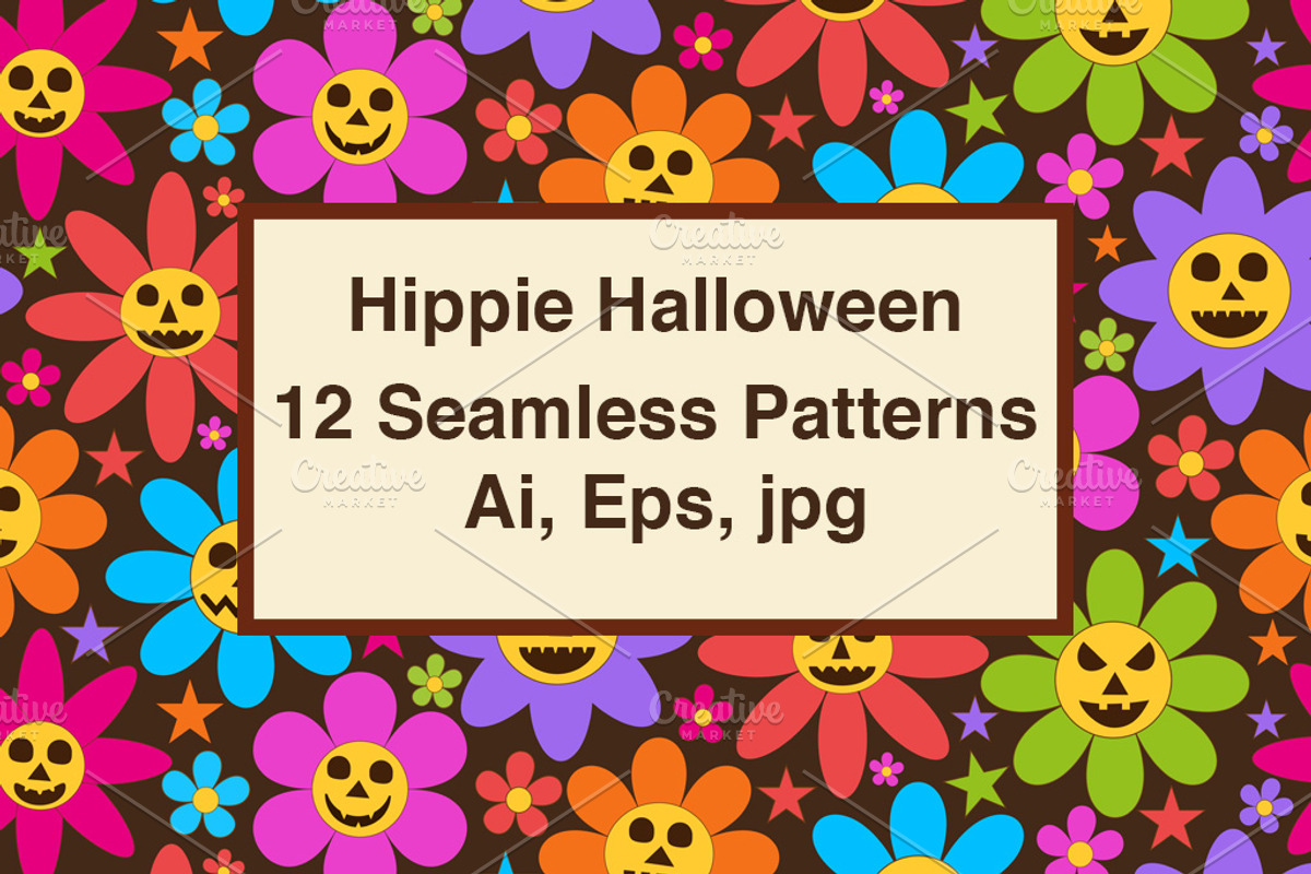 Hippie Halloween Patterns Collection, a Pattern Graphic by Yasmine Patterns (Photo 1 of 8)