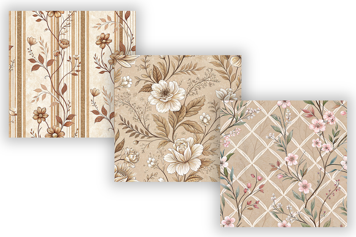 Mocha Toile Digital Paper Pack, a Pattern Graphic by FloridPrintables (Photo 3 of 10)
