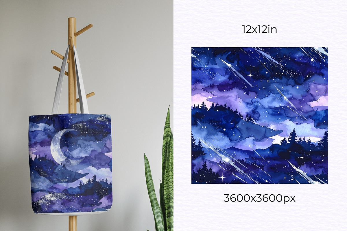 Moon & Night Sky Seamless Patterns, a Pattern Graphic by Anna Design Studio (Photo 5 of 6)
