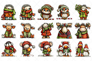 Christmas Animal Whimsical Clipart, an Illustration by SinaCreation (Thumbnail 2 of 7)