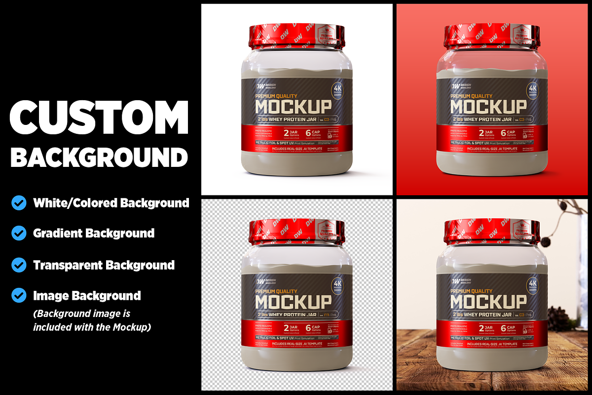 2lb Whey Protein Jar Mockup C3-Pro, a Packaging Mockup by Design Warlord (Photo 12 of 17)