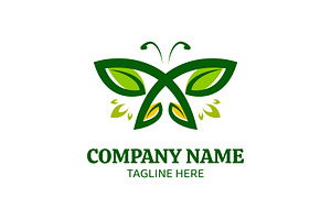 Butterfly With Leaves Wings Logo