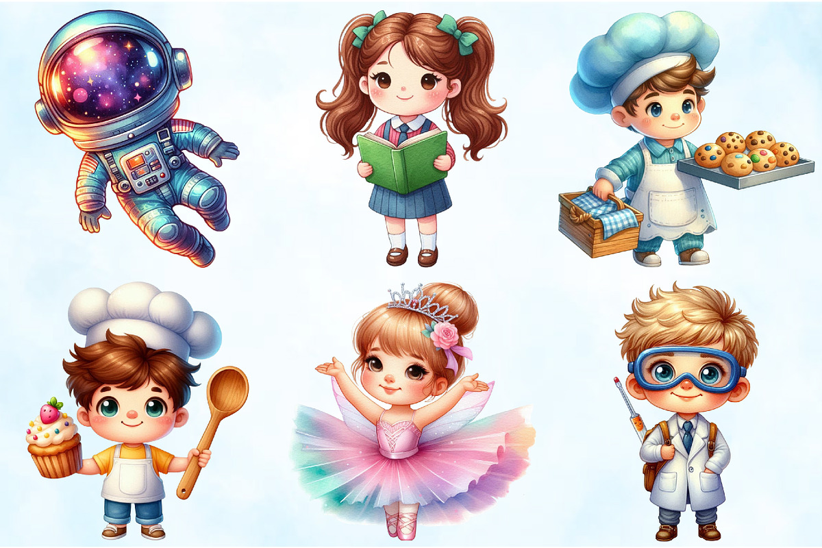 Dream Jobs Kids Clipart Bundle, an Illustration by Craft Nest (Photo 3 of 9)