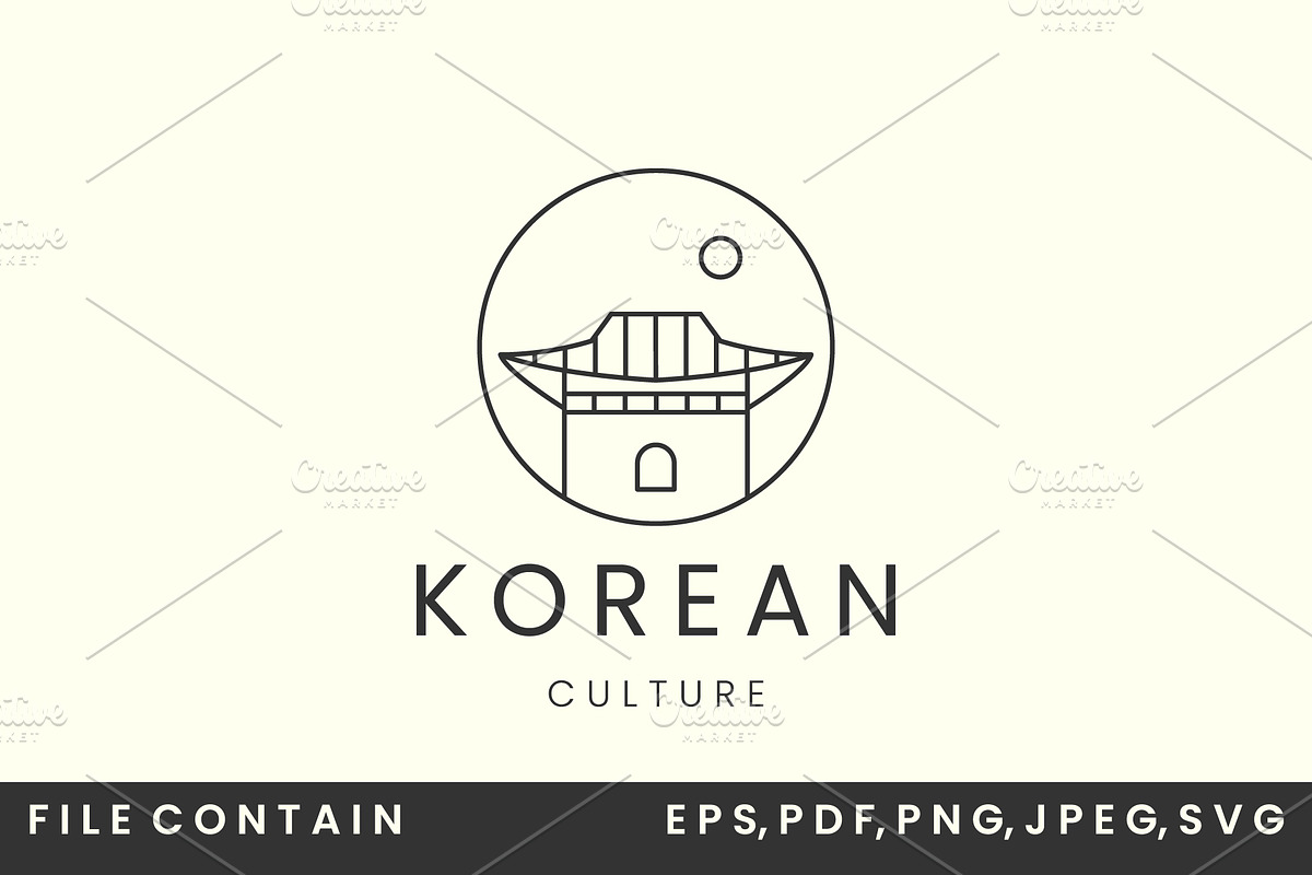 hanok house emblem line art vector, a Branding & Logo Template by SD 22 (Photo 2 of 2)