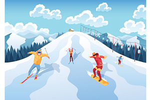 Mountain ski resort landscape, a Sport Illustration by Things for designers
