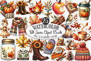 Watercolor Fall Season Clipart, an Illustration by Designking (Thumbnail 1 of 4)