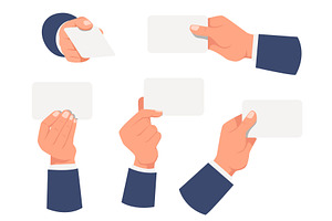 Hands holding white blank cards, a Finance Illustration by Vectorbuum