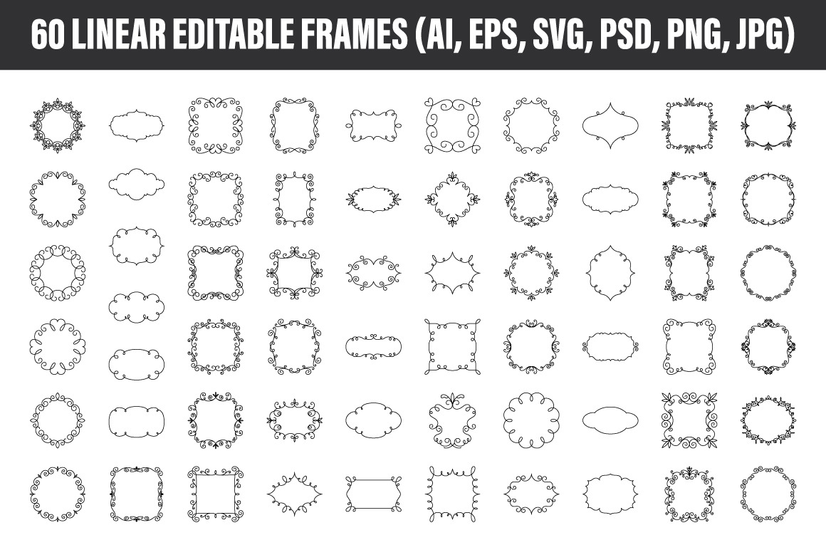 Vector Decorative Linear Frames., an Object Graphic by Gomolach