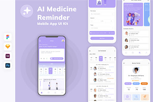AI Medicine Reminder App UI Kit, an UI Kit Template by uicube