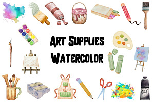 Art Supplies Watercolor PNG Clipart, a Texture Illustration by Awieee1