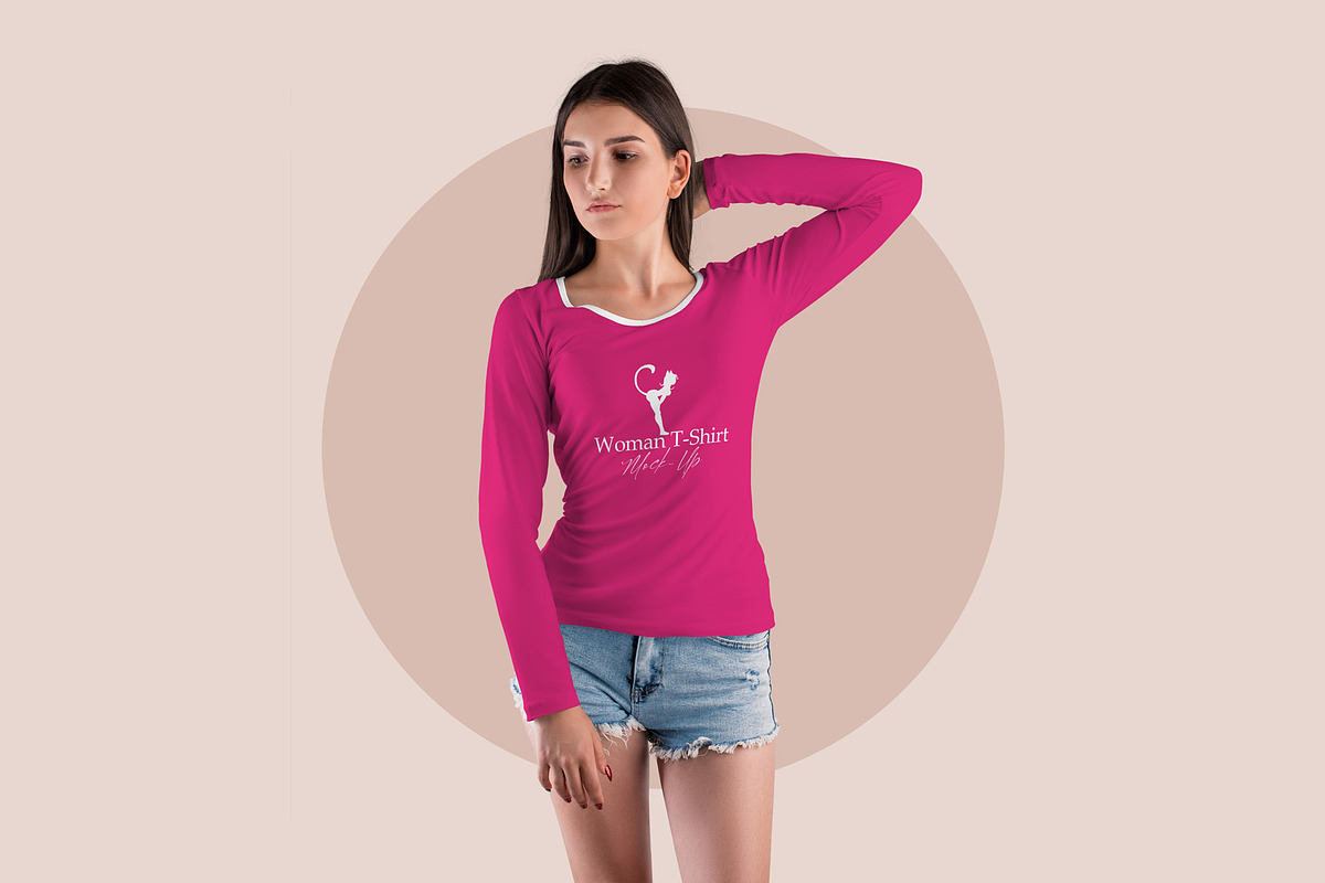 Long Sleeve Woman T-Shirt MockUp, a Shirt Mockup by PSD Market (Photo 9 of 11)