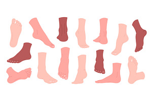 Human feet set. Naked foot in, a Person Illustration by LadadikArt