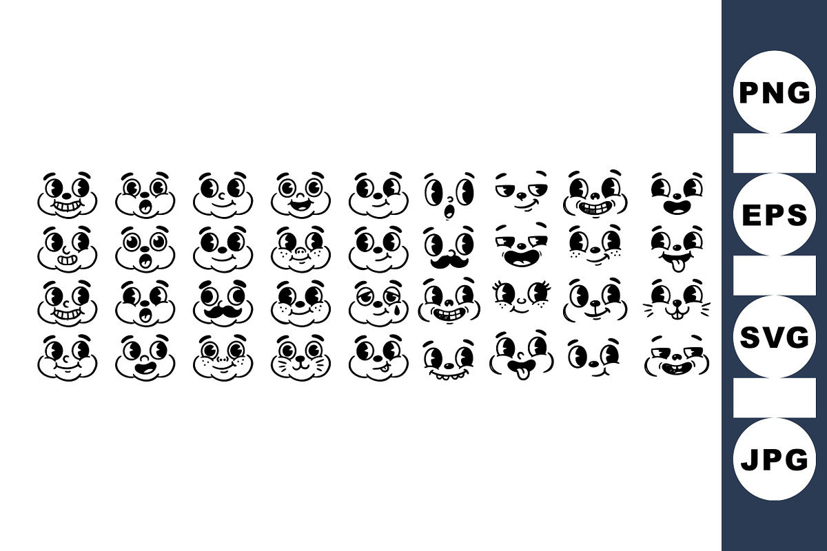 Cute Cartoon Face Expression Set, an Illustration by designvectx (Photo 1 of 3)