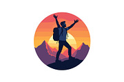 Sunset Hiking Silhouette  Bundle, an Object Graphic by yasushie (Thumbnail 15 of 16)