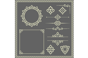 Vintage Set. Floral elements for, an Illustration by RODINA