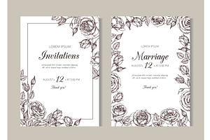 Roses Weddding Invitation. Hand