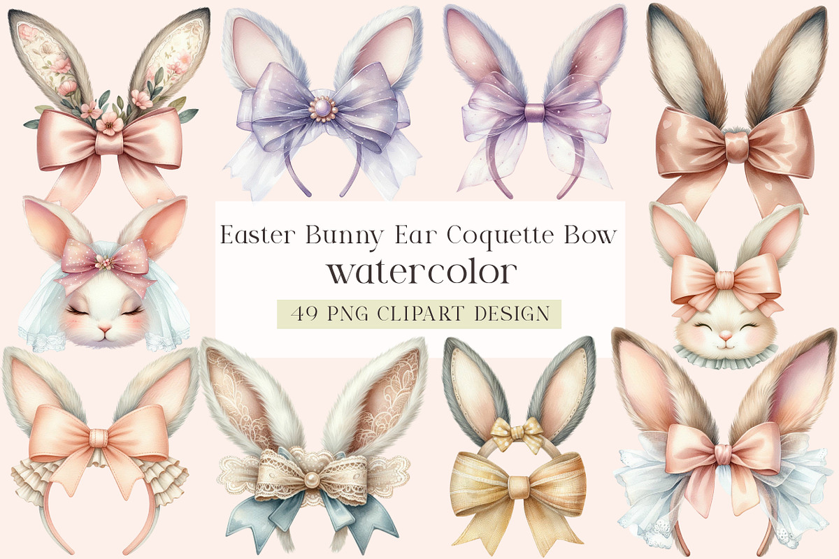 Easter Bunny Ear Coquette Bow Clipar, an Illustration by DreamArtGraphic (Photo 1 of 4)