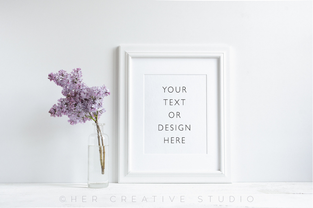 Picture frame Mockup Lilacs, a Print Template by Her Creative Studio