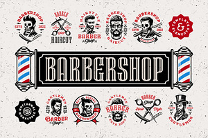 Barbershop Logo Badge Elements