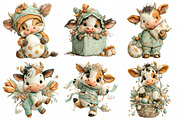 Watercolor Easter Funny Cow Clipart, an Illustration by Daily.Designs (Thumbnail 7 of 8)
