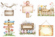 Spring Wooden Signs Clipart, an Illustration by Watercolor design (Thumbnail 3 of 12)