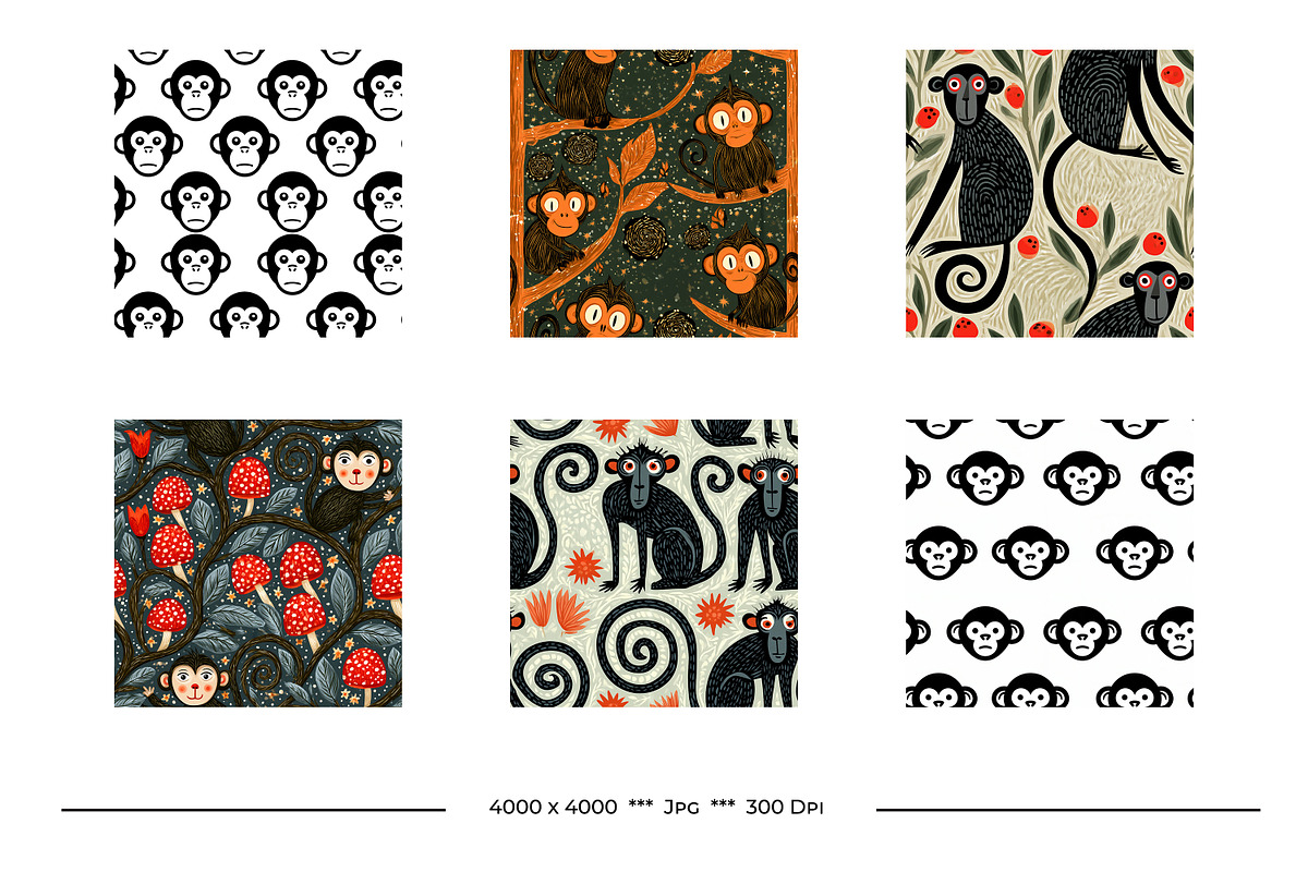 Monkey Retro Art Style Designs, a Pattern Graphic by karenfoleyphoto (Photo 4 of 10)