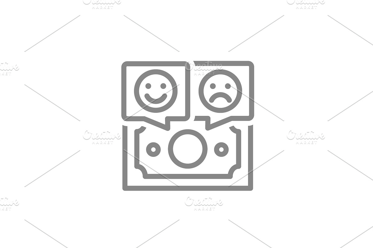 Money with happy and sad faces in, an Object Illustration by GraphiShop