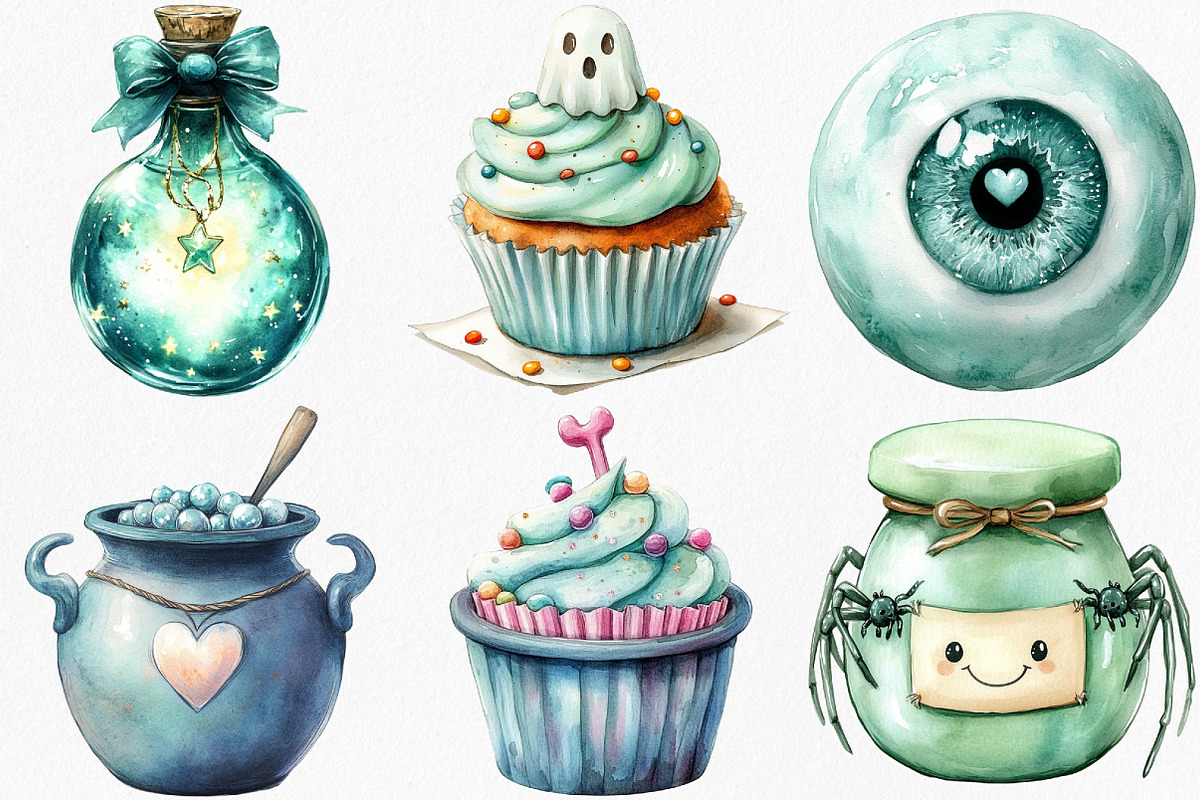 Mint Green Halloween Clipart, an Illustration by Canvas Craft (Photo 4 of 8)