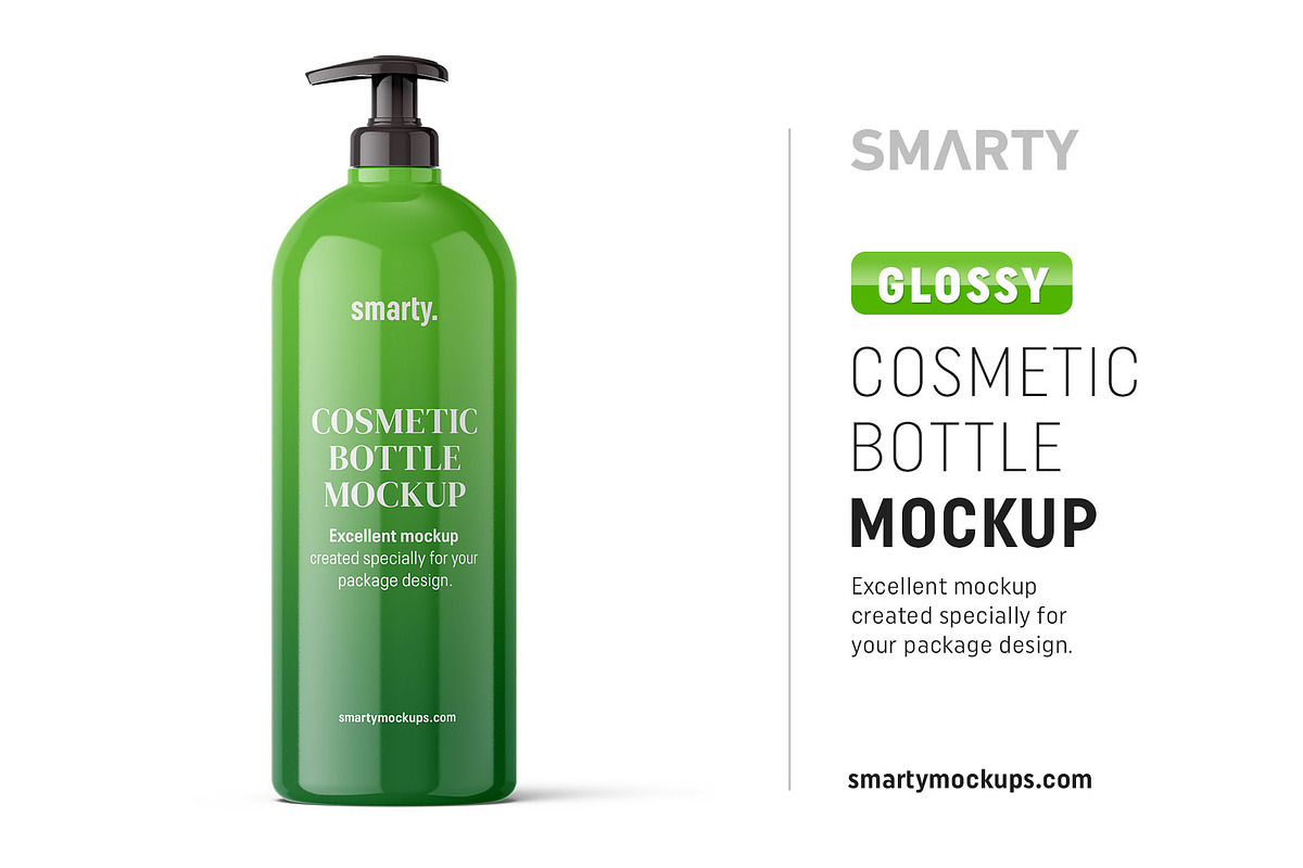 Glossy pump bottle mockup, a Packaging Mockup by Smarty Mockups (Photo 1 of 5)