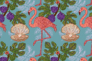 Flamingo, Fig and Pearl Oyster, a Pattern Graphic by NayaChu (Thumbnail 5 of 9)
