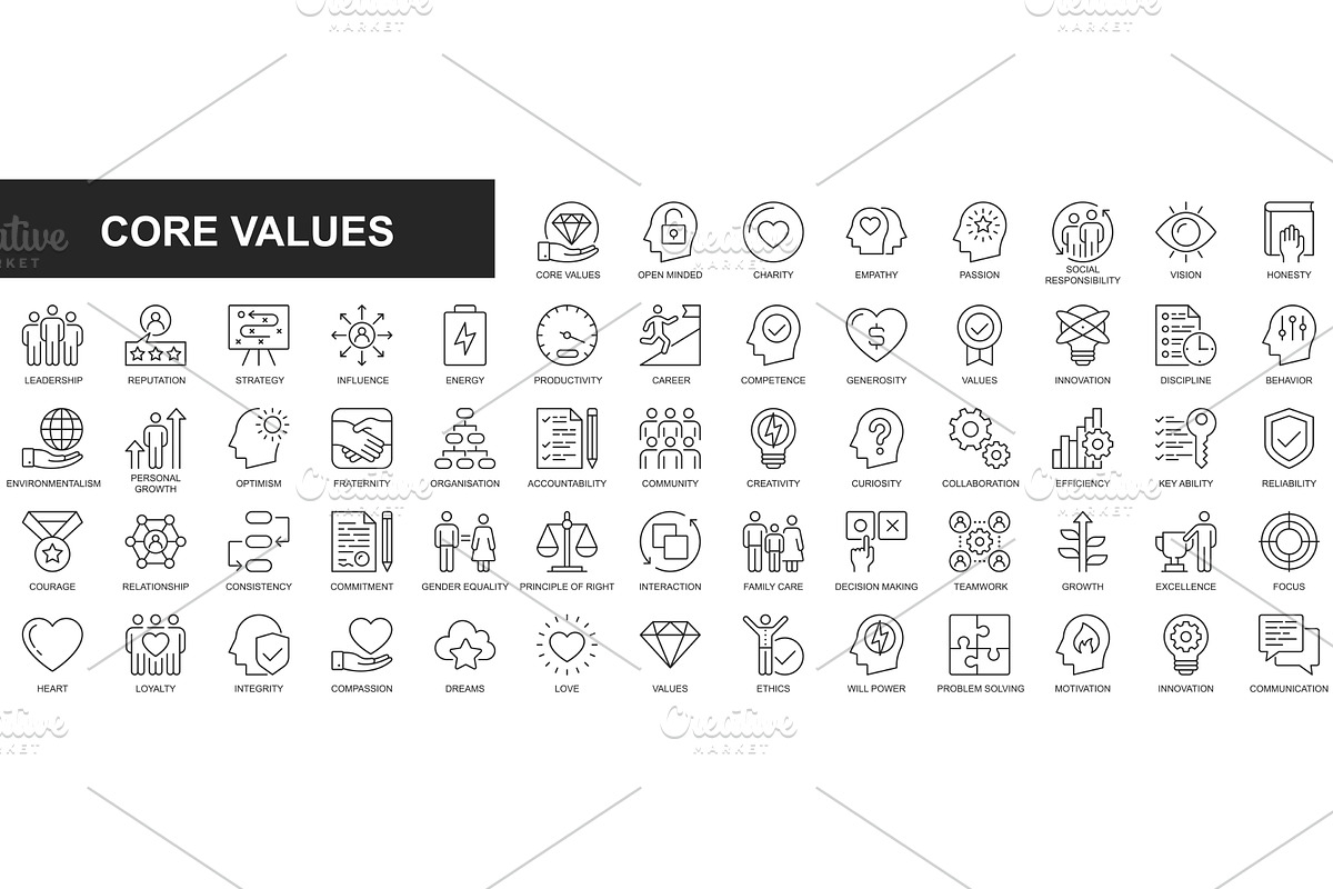 Core Values Line Icons, an Outline Icon by alexdndz