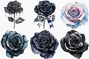 Black and Silver Glam Roses Clipart, an Illustration by Canvas Craft (Thumbnail 4 of 9)