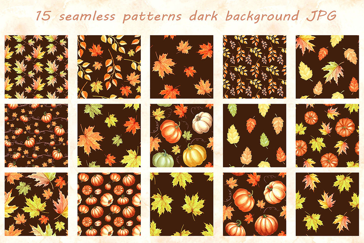 Autumn pumpkins watercolor clipart, a Decorative Illustration by susie-p-art (Photo 12 of 17)