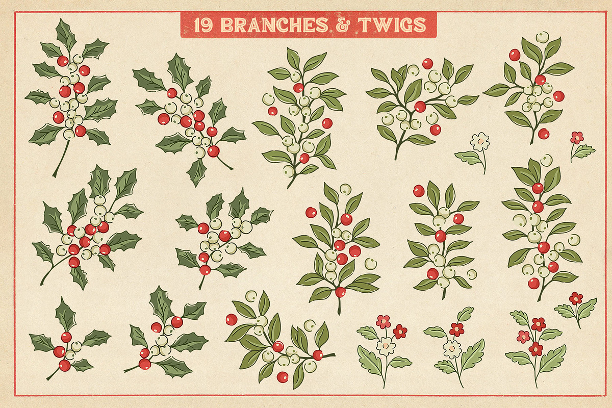 Vintage Christmas Clipart & Patterns, a Pattern Graphic by PATTERNS etc. (Photo 9 of 15)