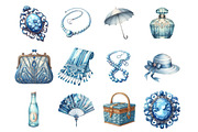 Blue 1920s Summer Clipart, an Illustration by Design Market (Thumbnail 3 of 3)
