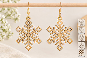 Geometric Snowflake Earrings SVG
