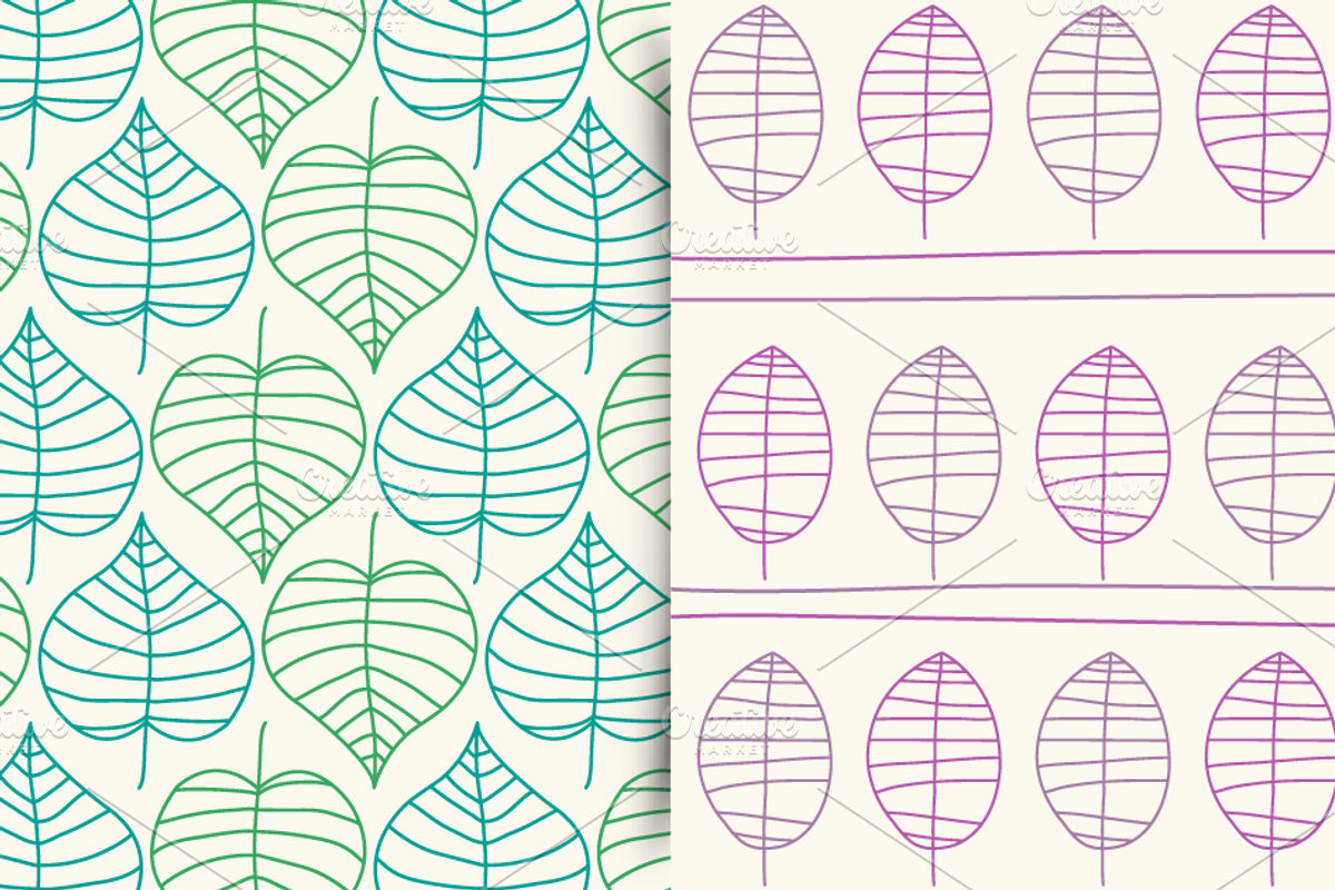 Outlines leaves-Patterns, an Illustration by himoki (Photo 4 of 5)