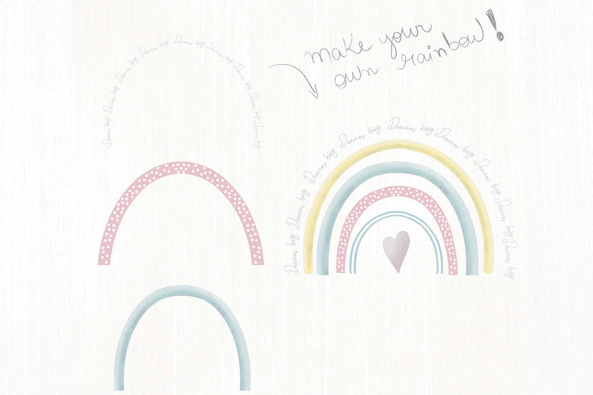 Cute rainbow watercolor clipart, an Illustration by Lolytop Studio (Photo 3 of 5)